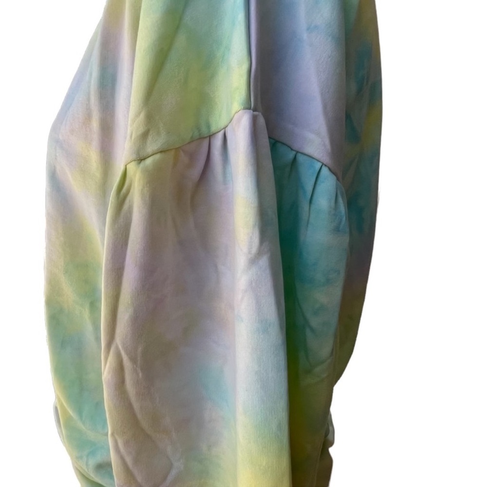 NWT 🩷 OVERSIZED COTTON BLEND PASTEL TIE-DYE PUFF SLEEVE SWEATSHIRT Women’s XL - Picture 4 of 6